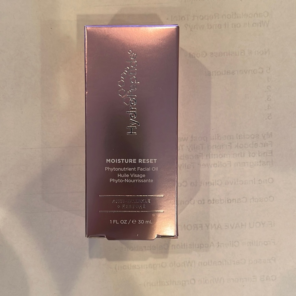 Hydropeptide moisture reset Phytonutrient facial oil NIB
